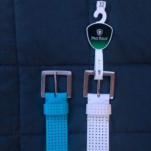 2 Pro Tour Belts 32 Waist Blue and White